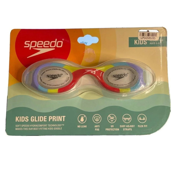Speedo Swimming Glide‎ Print Rainbow Goggles Ages Kids 3-8 NEW Anti Fog - Picture 1 of 2